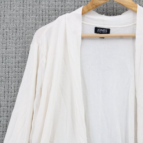 Jones New York Cardigan Womens XL White Solid Open Front Long Sleeve Cotton NWT - Picture 3 of 9